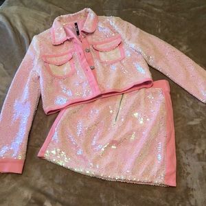 Pink sequin jacket set